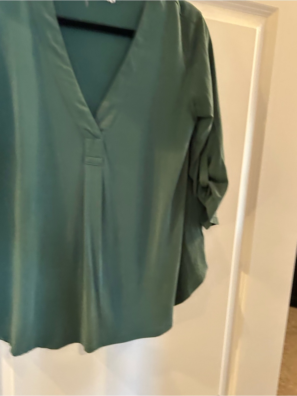 All in Favor Teal-Green V-Neck Blouse